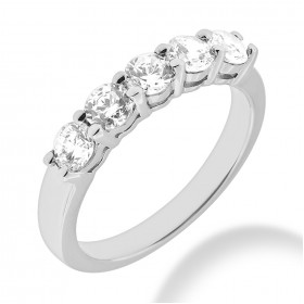 1.50 ct. Ladies Five Stone Round Cut Diamond Wedding Band in Shared Prong Mounting