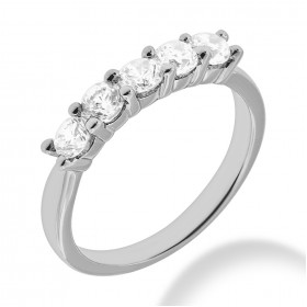 2.00 ct. Ladies Five Stone Round Cut Diamond Wedding Band in Shared Prong Mounting
