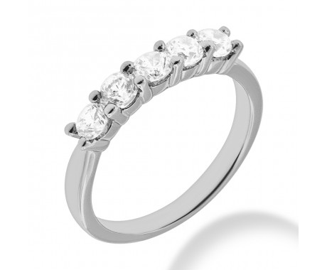 2.00 ct. Ladies Five Stone Round Cut Diamond Wedding Band in Shared Prong Mounting
